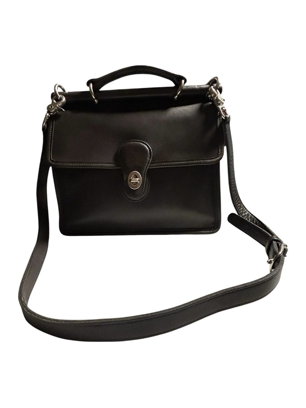 Vintage Coach Willis Bag 9927 Dark Gray Leather Crossbody Turlock Satchel